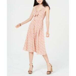 City Studio Womens Juniors Large Floral Tie Front MIDI Dress